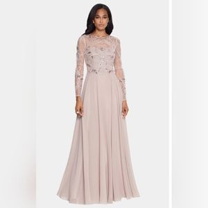 Beaded Long Sleeve Gown